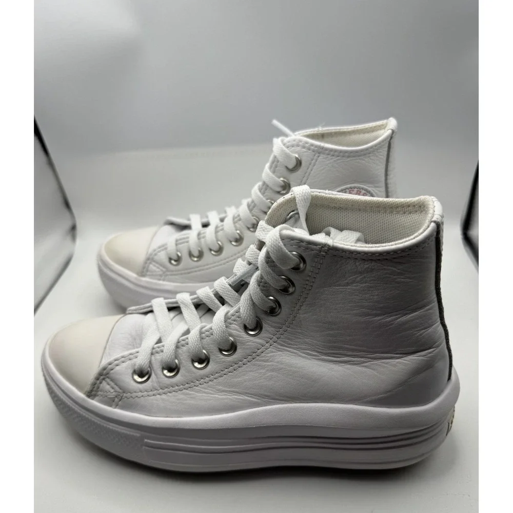 Converse Sneakers Women's Size 6.5 White Leather All Star Platform Lift *wear*